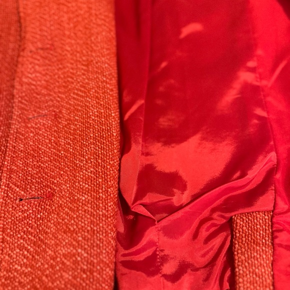 PHILLIPE ADEC Wool Mohair Blend Weave   orange/ red size 4 buttons lined grandma - Picture 16 of 16